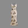 Summer and autumn suspender printing sexy chest dress women's European and American style temperament advanced sense slim and long