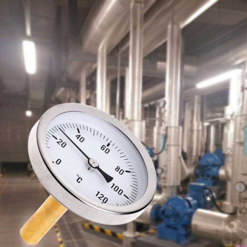 63mm Dial Horizontal Thermometer Aluminum Temperature Gauge Meter Liquid Water