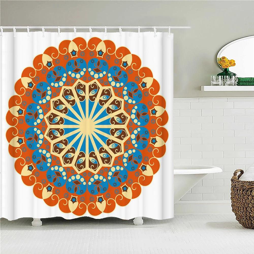 3D Print Bathroom Curtains Indian Mandala Shower Curtains With 12 Hooks Home Decoration Waterproof Fabric Bohemia Bath Screen