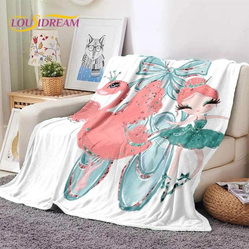 Roztomilá baletka, baletka, víla, kreslená, měkká flanelová deka na postel, do ložnice, na pohovku, na piknik, přehozová deka pro venkovní volnočasové aktivity, dárek