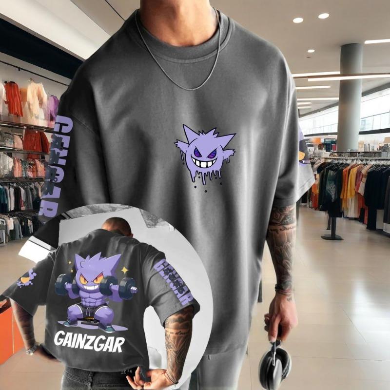 T-shirt Stampata Gengar Derivati Animazione Uomo e Donna Estiva Oversize Larga Cotone Trend Streetwear Marca Top