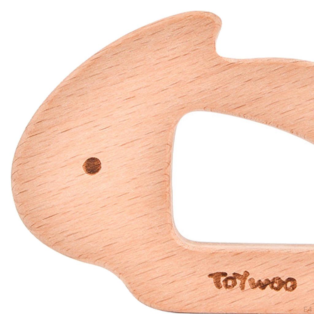 Baby Beech Teething Toys Rings Cute Whale Elephant Animal Puzzle Chew Toy