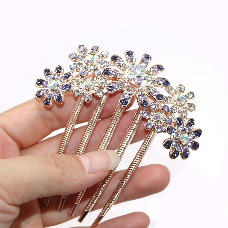 Hair Accessories Hairpins Beautiful Crystal Rhinestone Petal Hair Comb Flower Pin Hair Clip Claws Hairdressing Stylists Headwear