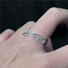 PANJBJ 925 Silver Blue Crystal Ring For Women Crossing Sweet Romantic Line Jewelry Wedding Gift Dropshipping