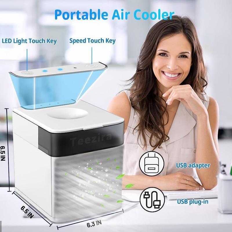 Aer condiționat personal portabil, Aer condiționat mic răcitor de aer cu 3 viteze ale vântului, ventilator AC mobil pentru birou pentru dormitor acasă