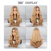 MISS WIG Hellbraune, blonde, lange, gewellte synthetische Perücken mit natürlichem Mittelteil, tägliches Haar für Frauen, Cosplay