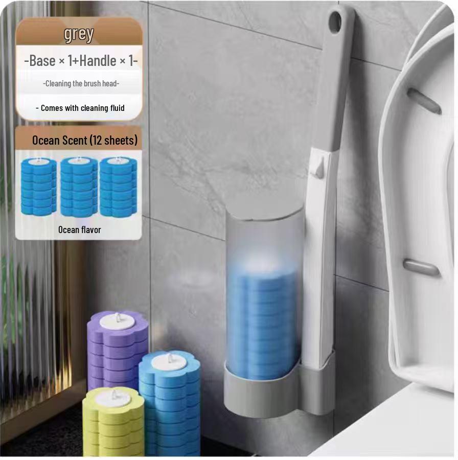 Wall-Mounted Disposable Toilet Brush Heads Set for Complete Bathroom Cleaning