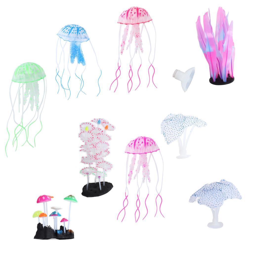 9pcs Luminous Aquarium Coral Decorations Glowing Effect Artificial Coral Plant Ornaments