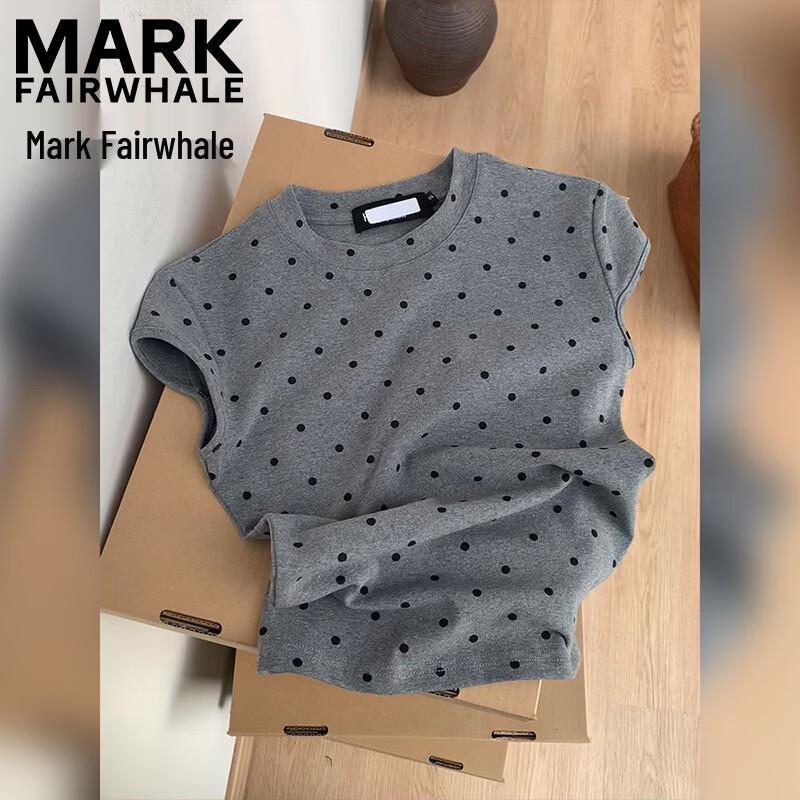 MARK FAIRWHALE Women s Polka Dot Slim Fit Short Sleeve T-shirt M