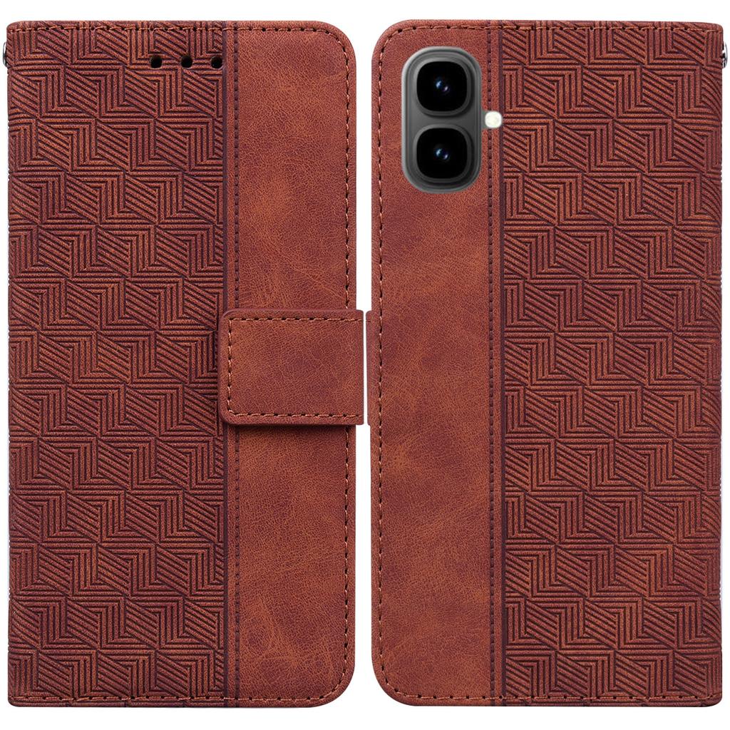 For Infinix Smart 10 Case Geometry Pattern Leather Wallet Phone Cover with Wrist Strap