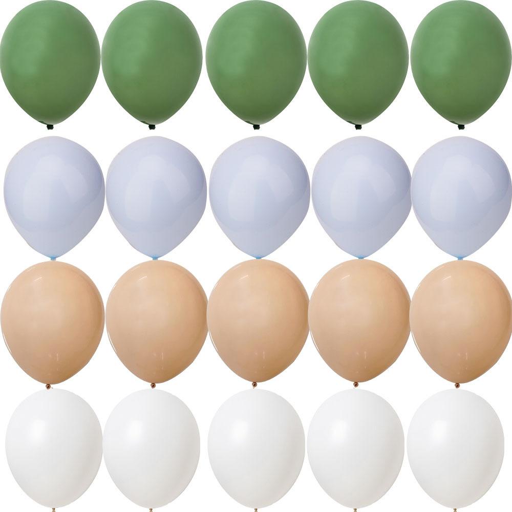 20PCS 10inch Balloon Kit Retro Green White Gold Balls Birthday Wedding Anniversary Jungle Summer Party Decor Home Supplies KTY