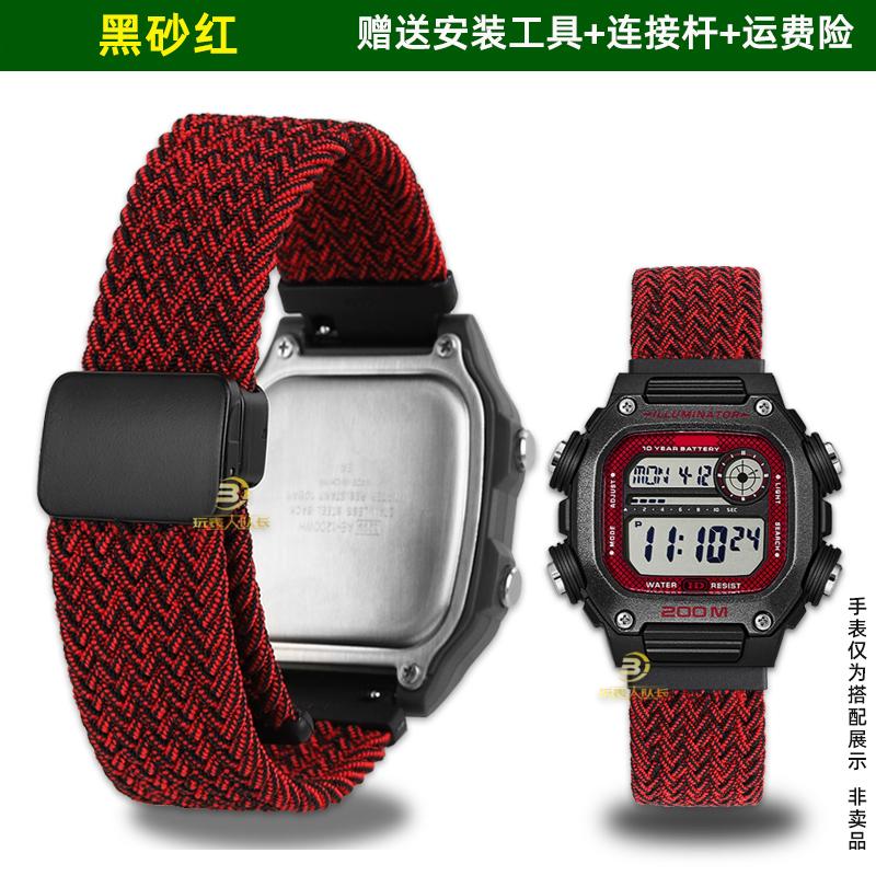 FOR Casio Small Square DW-291H/DW-290 W-218H/W-219H Series Modified Woven Nylon Canvas Watch Strap Accessories for Men and Women