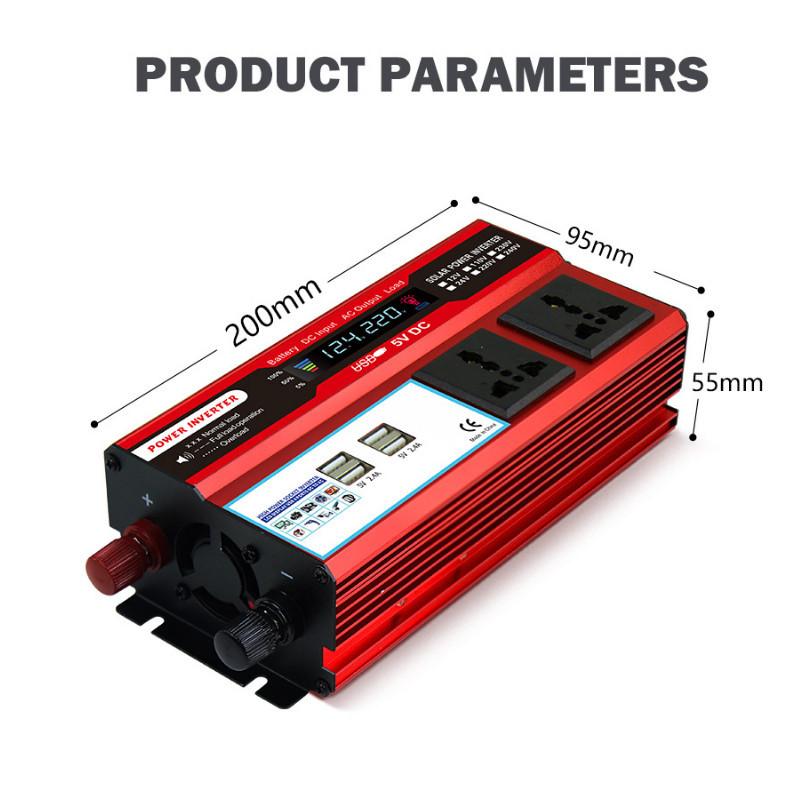 500W LCD Display Dual Socket Charger Household Modified Sine Wave Power Inverter Portable Car Inverter
