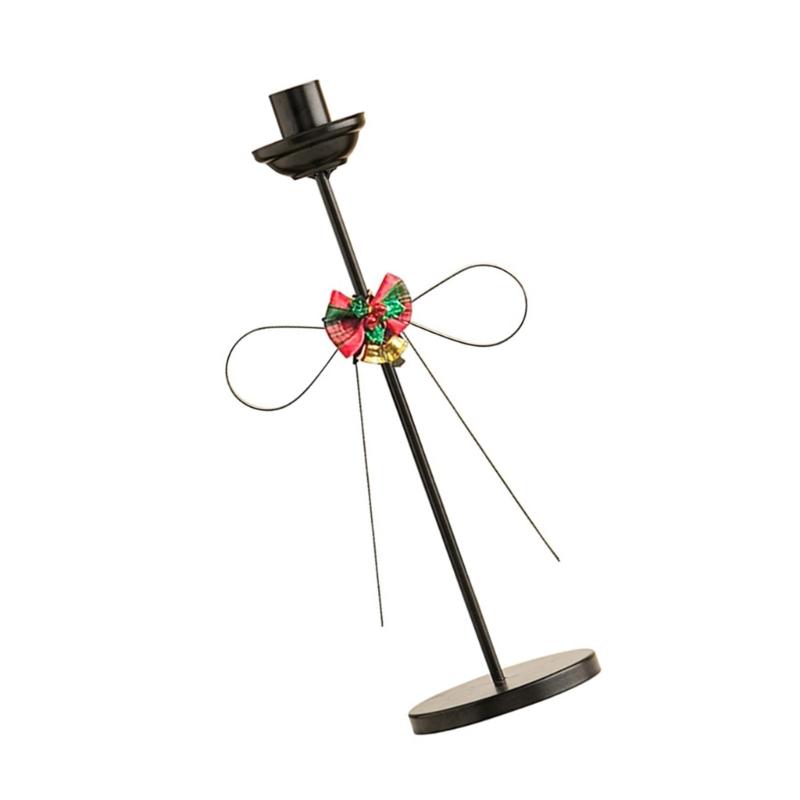 Christmas Bows Candlestick Holders Iron Metal Taper Holders Decorative Stands for Wedding,Home Decorations