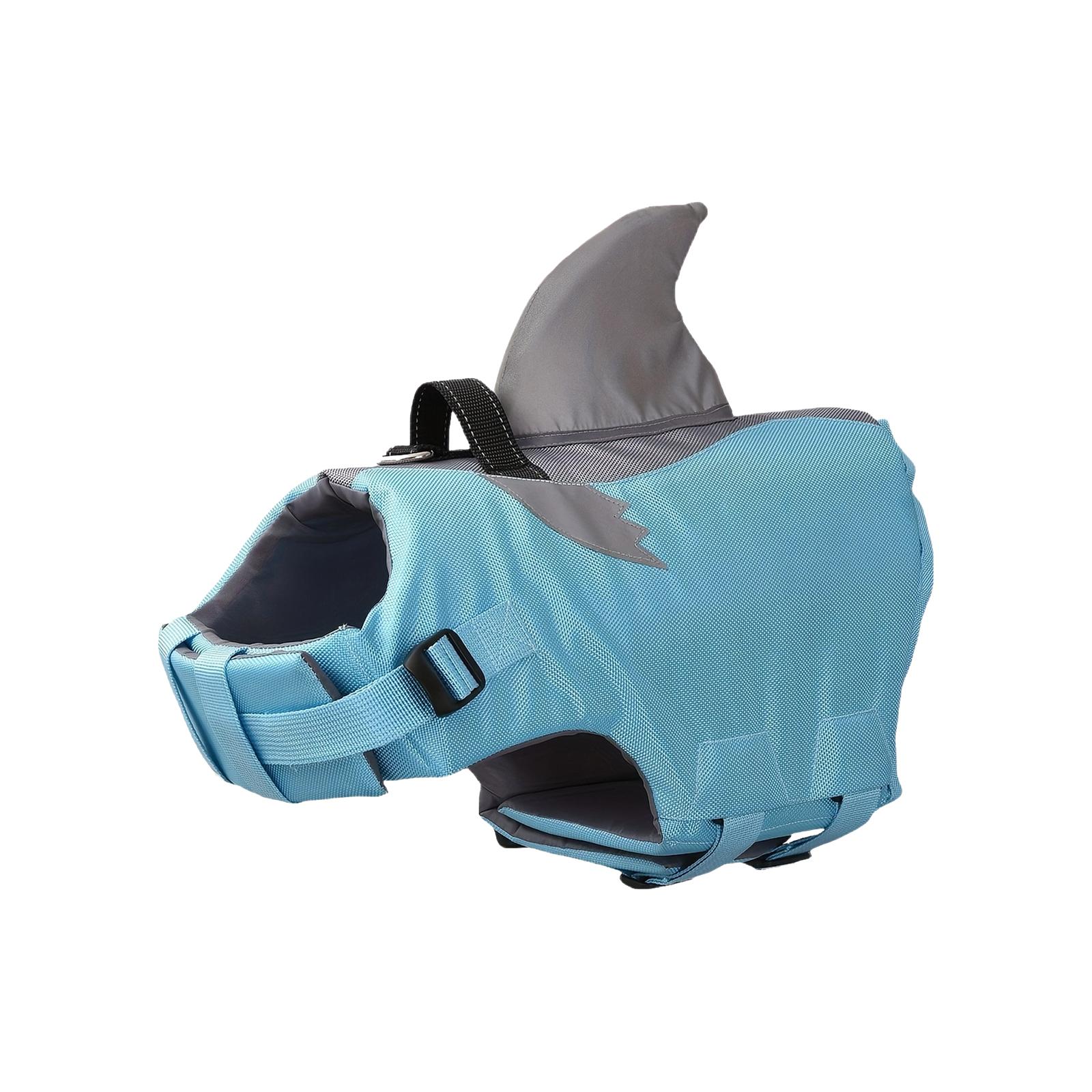 Fin Design Dog Life Jacket With Reflective Strips & Adjustable Straps, Ripstop  Life Preserver For Swimming Boating Beach, Lightweight Dog Flotation XS синий