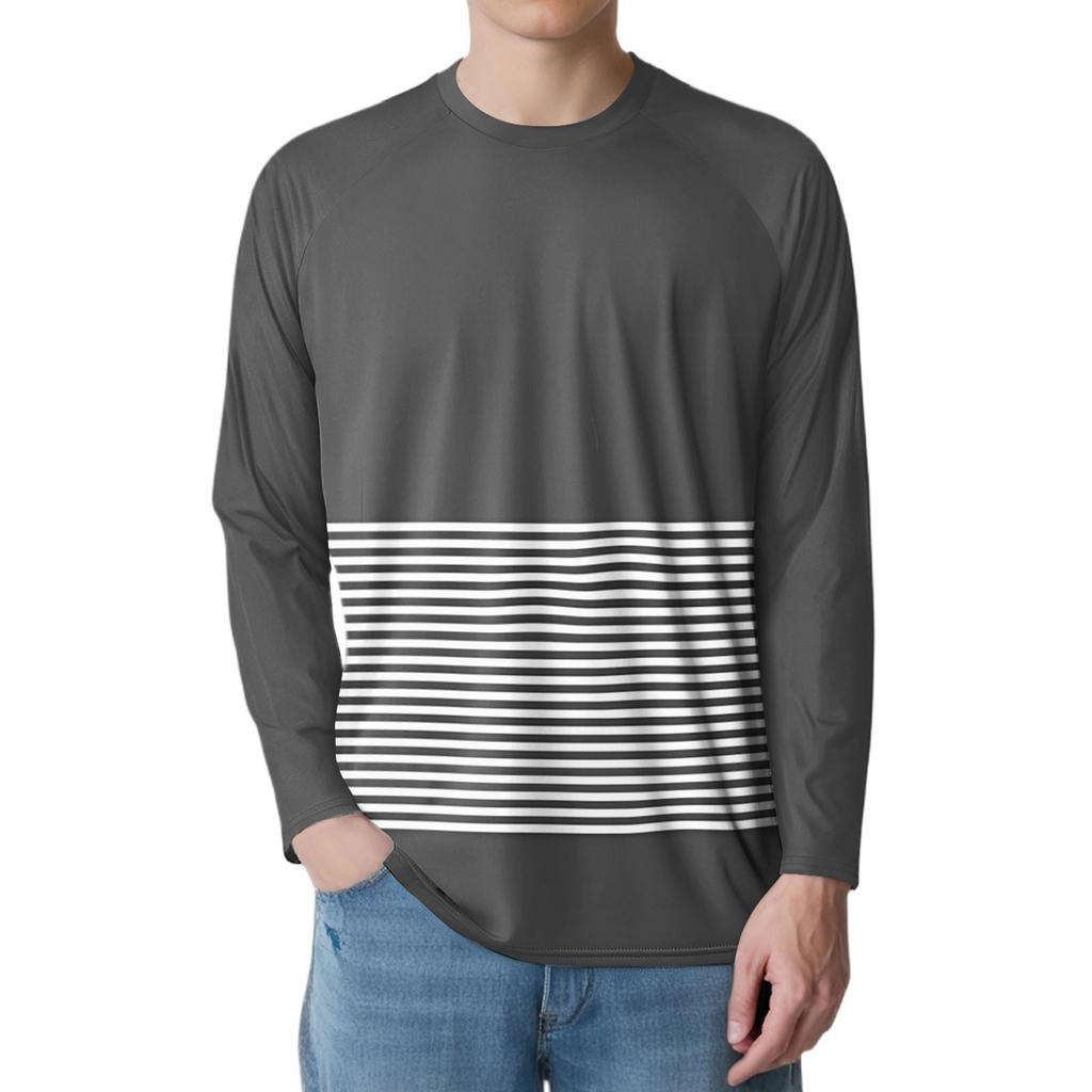 Men's Fashion Printed Raglan Long Sleeve Sports Top