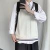 College Style Sleeveless V Neck Sweater Vest Autumn Winter Patchwork Color Twist Men Knitted Vest Daily Clothing