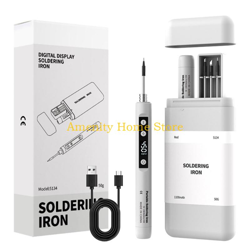 

F26C USB Soldering Iron Adjustable Temperature 230-450℃ Welding Tool Heater Soldering білий