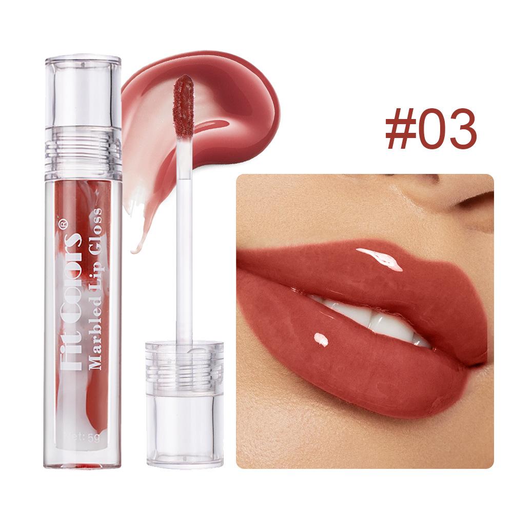 Fit Colors Marbled Mirror Lip Gloss, 5 Vibrant Shades, Moisturizing Hydrating Long-Lasting Liquid Lipstick, Non-Sticky Formula