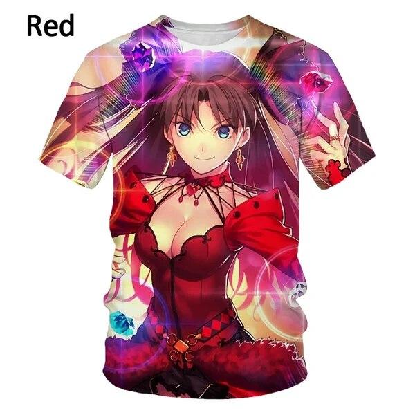Summer New Fashion Cool Fate Stay Night Printing 3d Printing T-shirt Causal Round Neck Short Sleeve