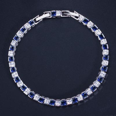 WWJ Elegante Tennisarmbänder mit königsblauem Zirkon im Prinzessschliff für Damen