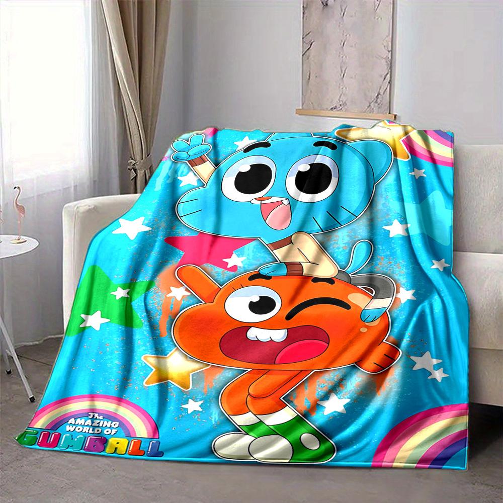1pc Gumball World Cozy Print Blanket Lightweight Warm Flannel Throw Blanket For Sofa, Bed, Living Room