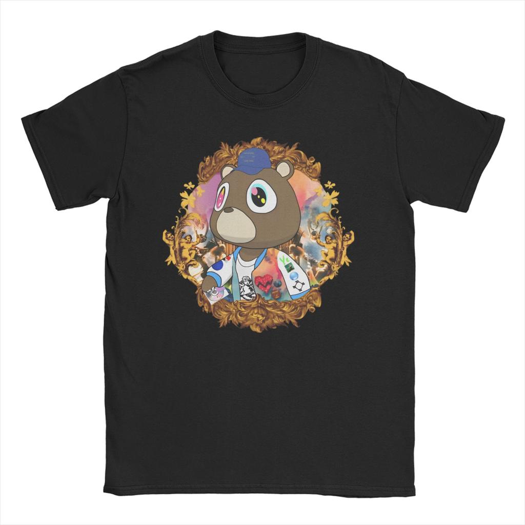 Unisex Damen Kanye West Abschlussbär T-Shirt Reines Baumwoll Oberteil Lässiges Kurzarm Rundhals T-Shirts Sommer T-Shirt
