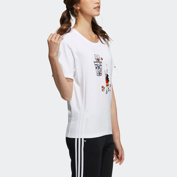 Adidas Neo Fun Print Casual Sports Round Neck Short Sleeve T-Shirt Women White HC3835