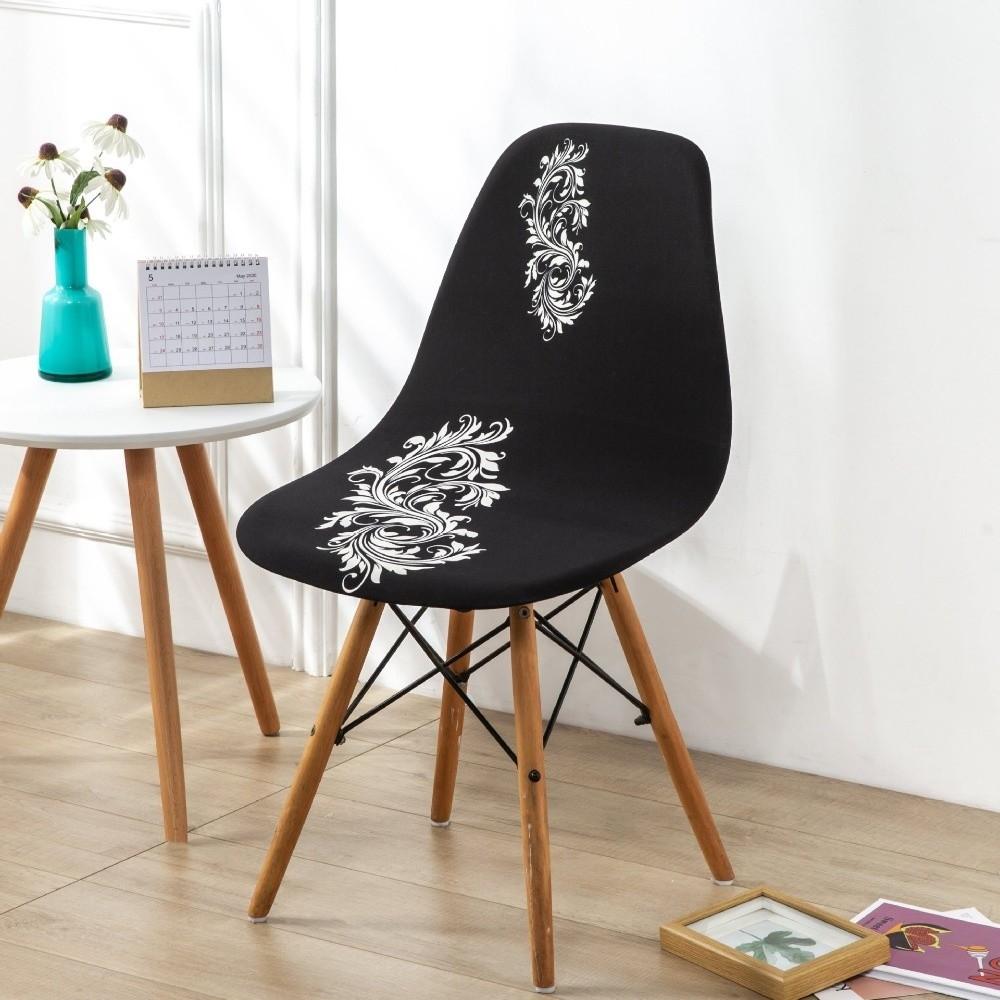 High Elasticity Scandinavian Chair Cover Removable Washable Shell Chair Cover Printed Dining Seat Cover