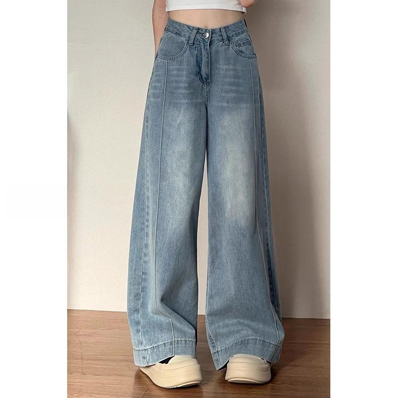 

Autumn Retro Plus Size Wide-Leg Denim Pants for Women - Loose, Slimming, Pear-Shaped Fit 5XL (175-200 jin)