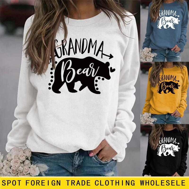 

Women s Autumn/Winter Long Sleeve Grandma Bear Mom Sweatshirt 3XL