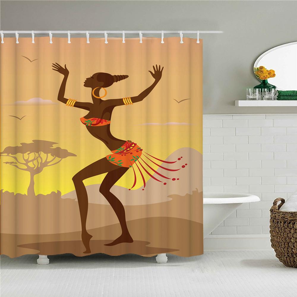 Afrikanische Kultur Duschvorhang Dekor Für Badezimmer Polyester Wasserdichtes Gewebe Duschvorhänge Ägypten Pharao Badschirm