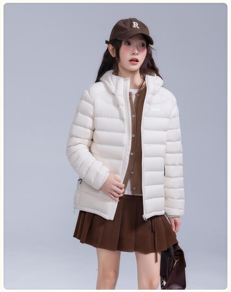 2025 Women's Lightweight Ribbed Down Jacket - Three-Proof, 90% White Duck Down, Winter Outerwear