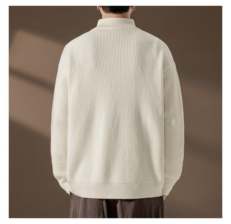 Autumn Half-Zip Collar Knit Sweater Pullover