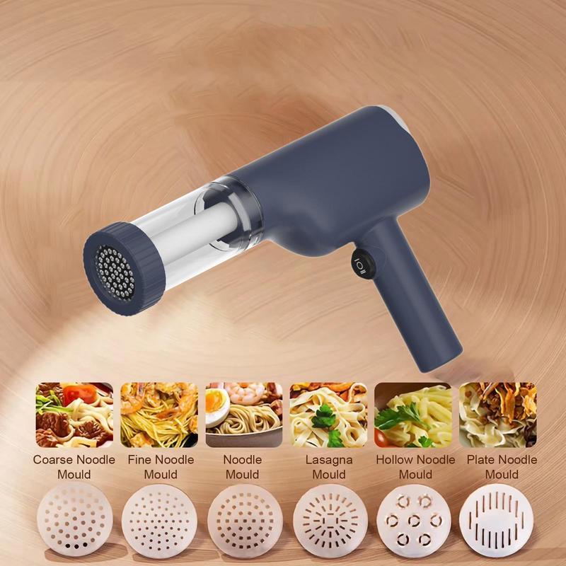 Cordless Pasta Maker Dough Press With 6 Different Moulds Handheld Electric Noodle Machine Electric Noodle Press for  Restaurant