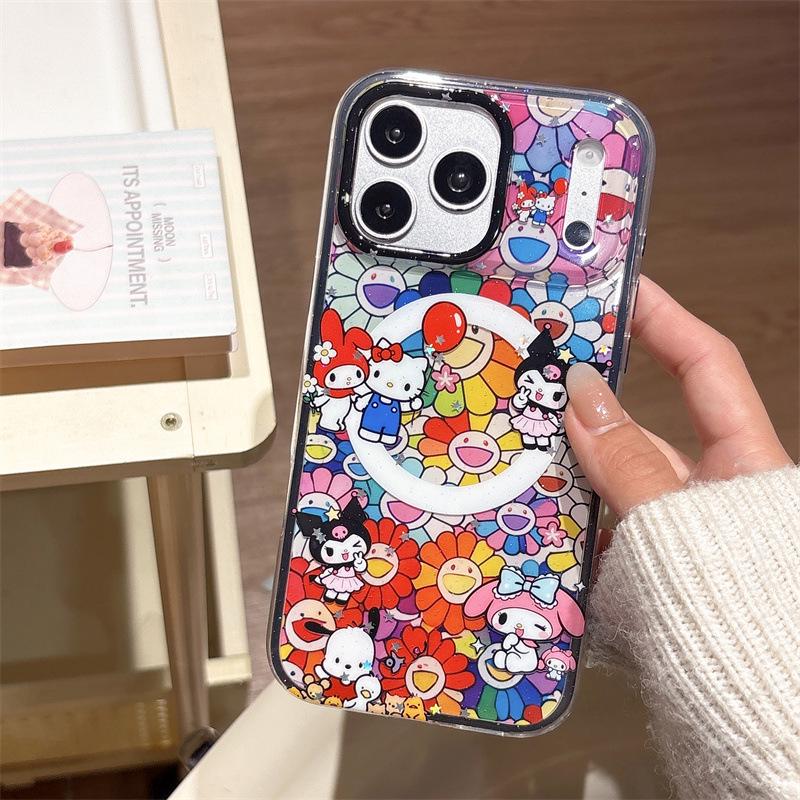 Magnetic Sunflower & Animals iPhone Case for 17/16 Pro Max/15/14