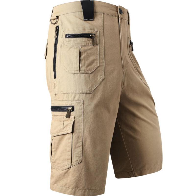 Pantalones cortos elegantes de cintura media para verano, pantalones cortos cargo con bolsillos y cremallera que absorben el sudor.