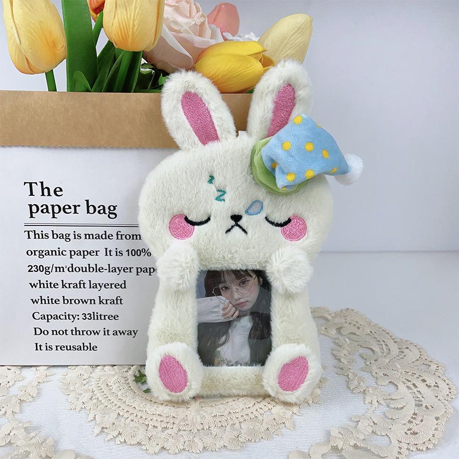 Cartoon Animal Keychain: 3-Inch Transparent Card Holder & Storage Sleeve