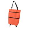 Einkaufswagen Faltbare Tasche Große Kapazität Reißverschlussdesign Oxford-Gewebe mit Rad für Camping Orange
