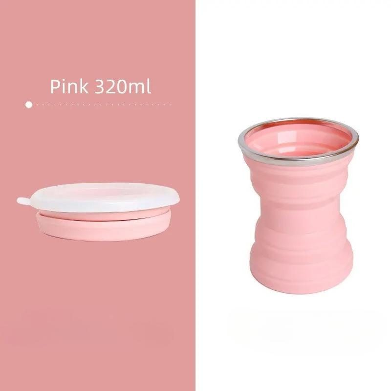 Portable Silicone Foldable Cup Lanyard Heat With Cups Lid Collapsible Resistant Folding Storage Travel Mug For Hot Water