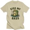 Kiss My Bass Tshirts for Men Short Sleeves T Shirt Cool Angler Fishing Lover Tshirts Pure Cotton Tees Valentines Day Gift