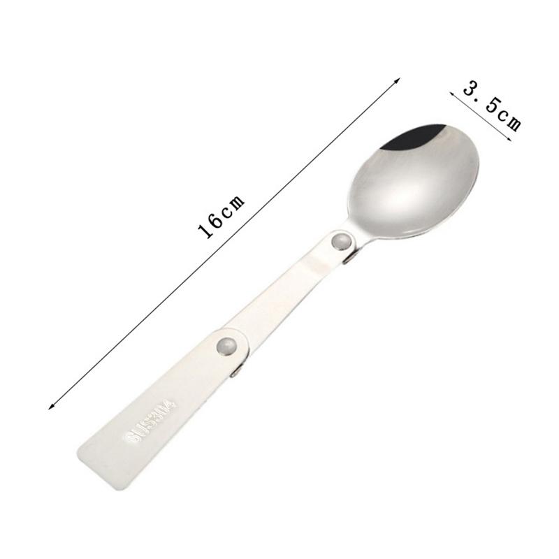 Portable Folding Tableware Set Stainless Steel Spoon and Fork for Thermos Camping Travel and Other Outdoor Activities with Box