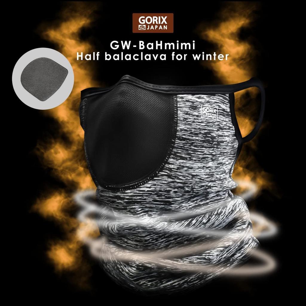 Winter Half Balaclava with Ear Loops Warm Brushed Cold Heat Wind Neck Sports Cycle Mask Commuting To Work or School [Gorix] [with Filter, Fleece,