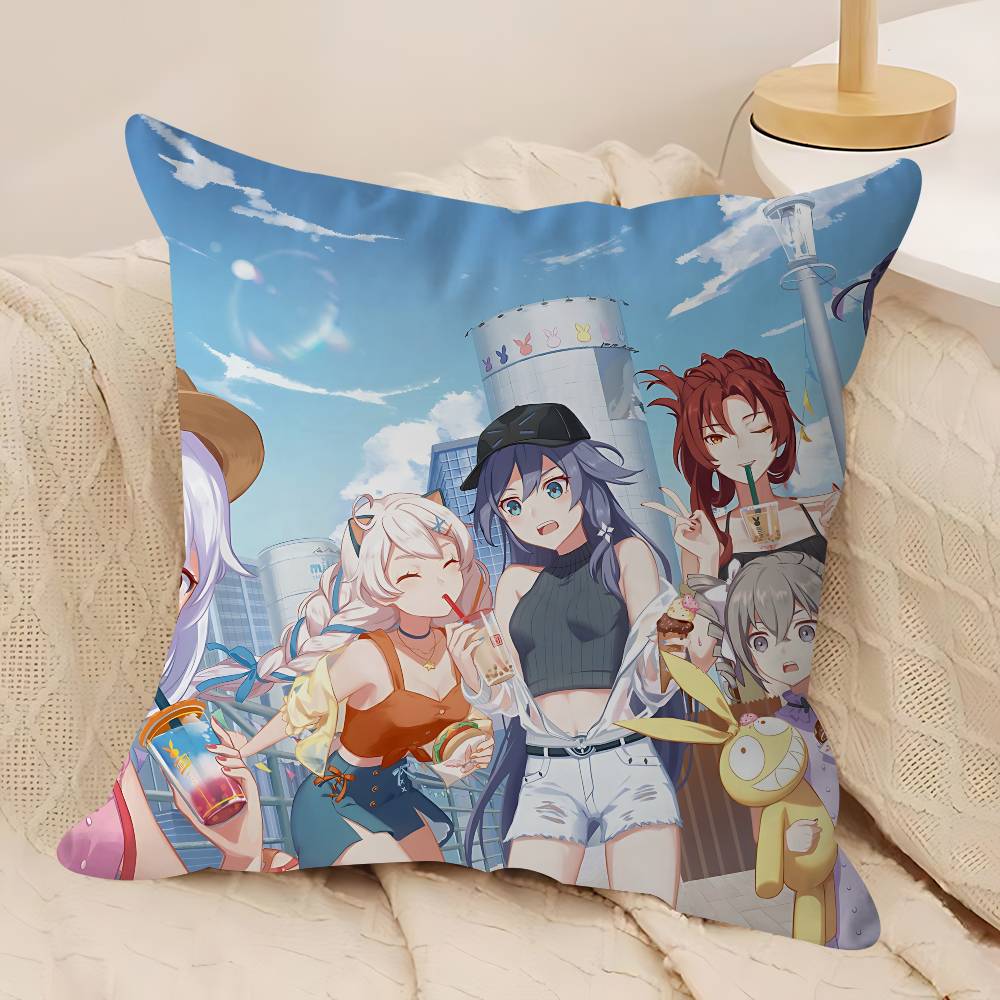 H-HONKAI IMPACTs Office Cushion Pillowcase Car Cushion Cover45X45CM Lumbar Pillowcase Sofa Pillowcover