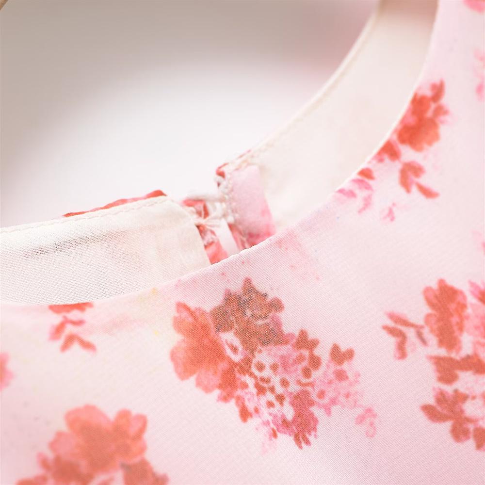 2025 Spring/Summer Women's Sweet Slim Fit Printed Dress - Round Neck, Short Sleeve