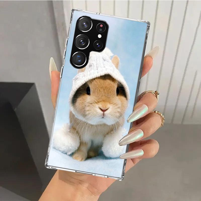 Cute Bunny Baby Rabbits Phone Case for Samsung Galaxy S25 S24 S23 Ultra S25 Edge S22 S21 Plus S20 FE S10 + Soft Print Shell Fund