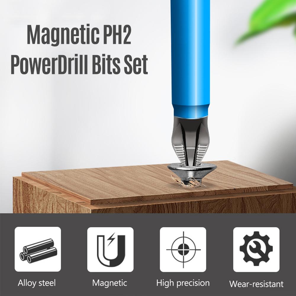

7pcs Power Drill Bits Set Electric Drill Bits Screwdriver Bits Anti Slip Mag netic PH2 Bits Set for Power Drills Air синий