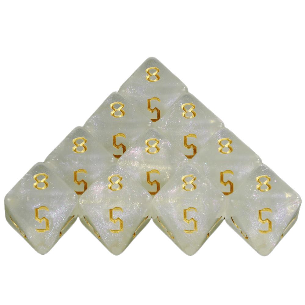 Acrylic Dice DND Dice Set D8 Polyhedral Dice for DND RPG Table Game 10pcs Game Dice