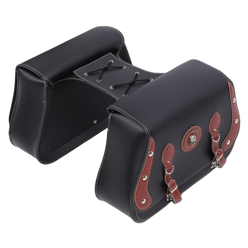 Motorcycle Saddlebag 30L Large Capacity Multifunctional Rain Proof PU Leather Motorcycle Side Luggage Bag