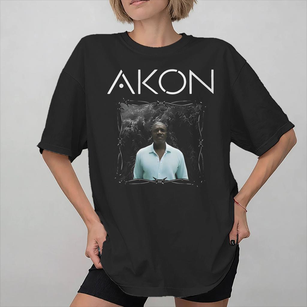 Akon és Neyo Turné Merch Uniszex Póló Pamut Póló Divatos Póló Ruházat